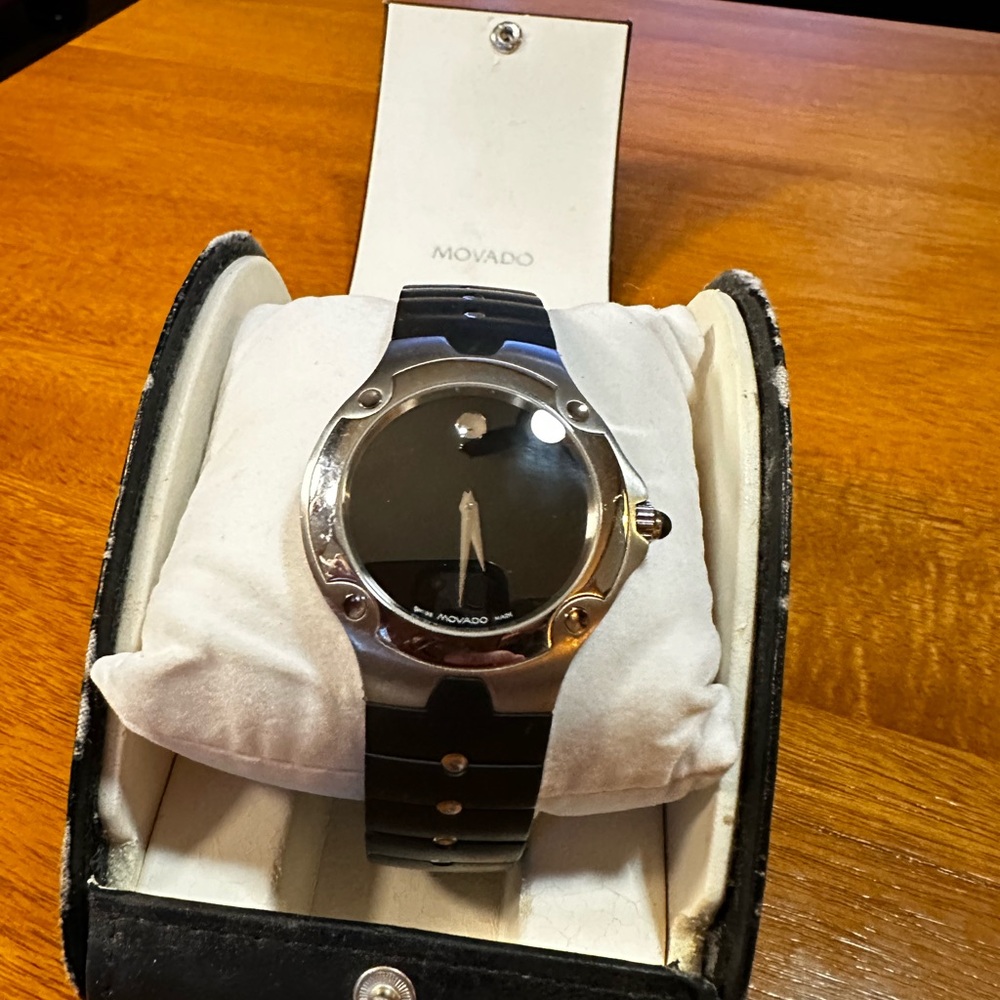 Movado Men’s Sleek Black and Silver Sports Edition Watch